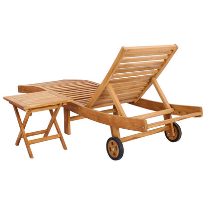 vidaXL Sun Lounger 2 pcs Solid Teak Wood Brown 5