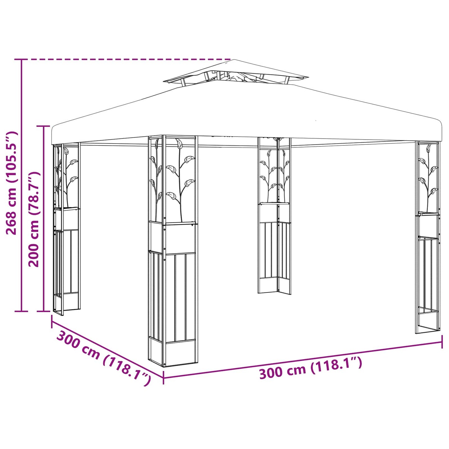vidaXL Gazebo 3 x 3 x 2.68 m Green Polyester and Steel 6