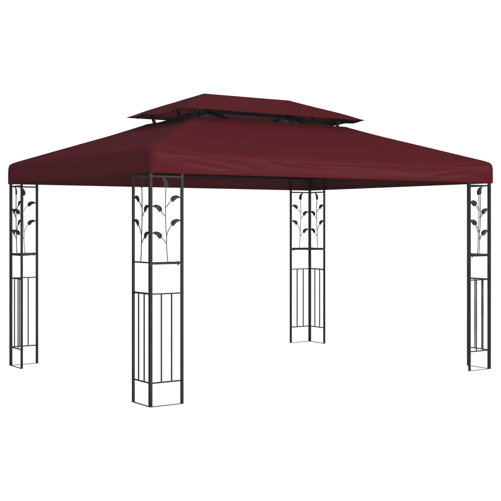 vidaXL Gazebo 3.97 x 2.96 x 2.68 m Wine Red Polyester and Steel 1