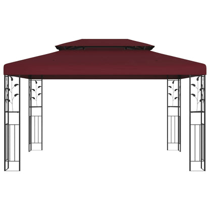 vidaXL Gazebo 3.97 x 2.96 x 2.68 m Wine Red Polyester and Steel 2