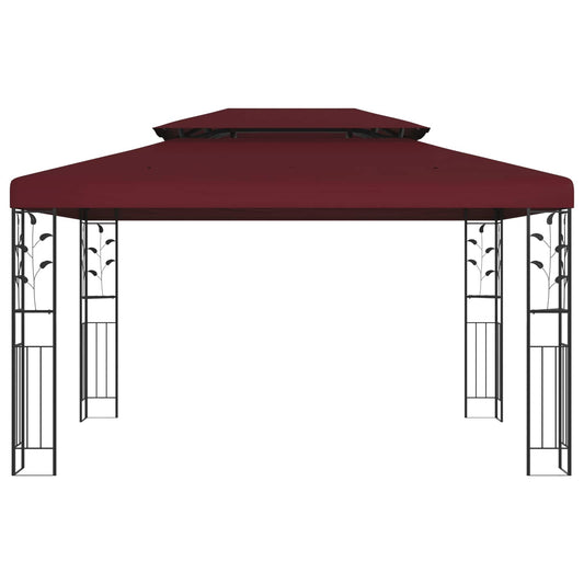 vidaXL Gazebo 3.97 x 2.96 x 2.68 m Wine Red Polyester and Steel 2