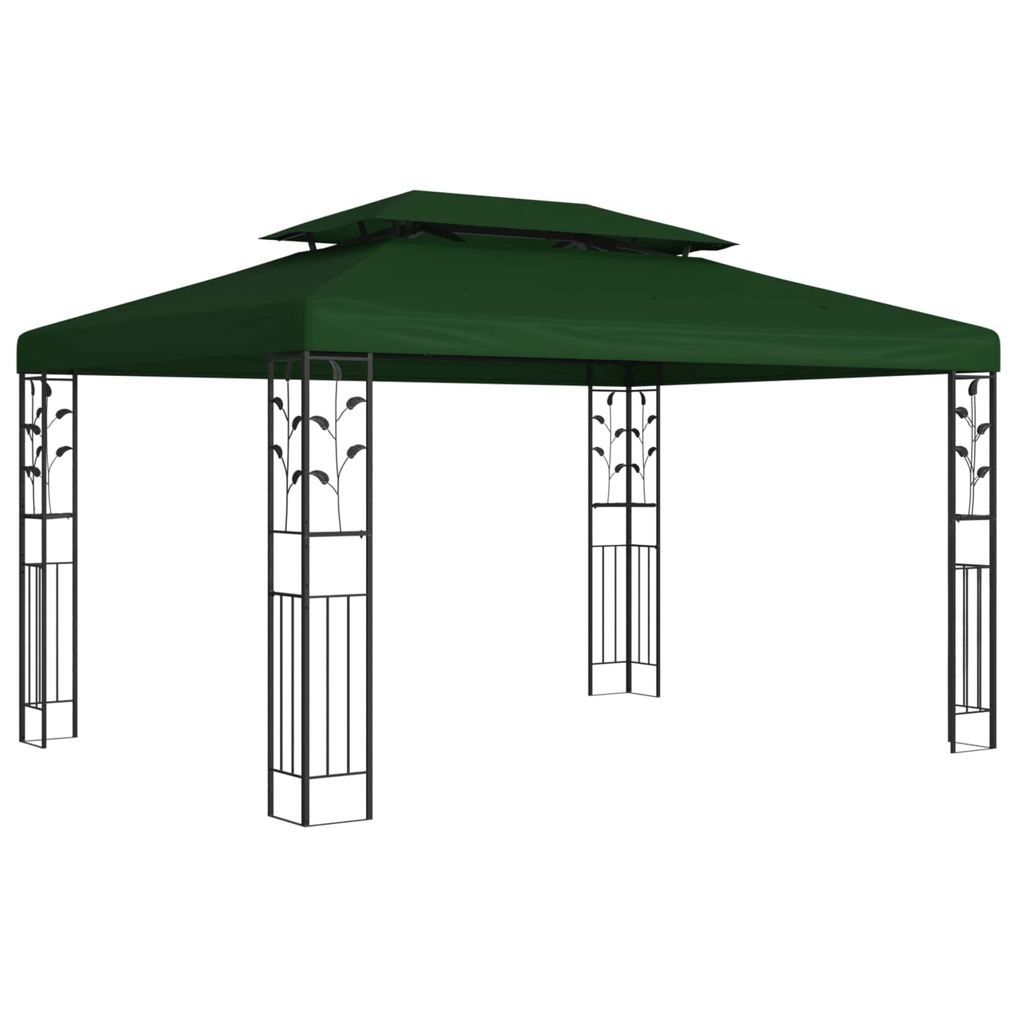 vidaXL Gazebo 3.97 x 2.96 x 2.68 m Green Polyester and Steel 1