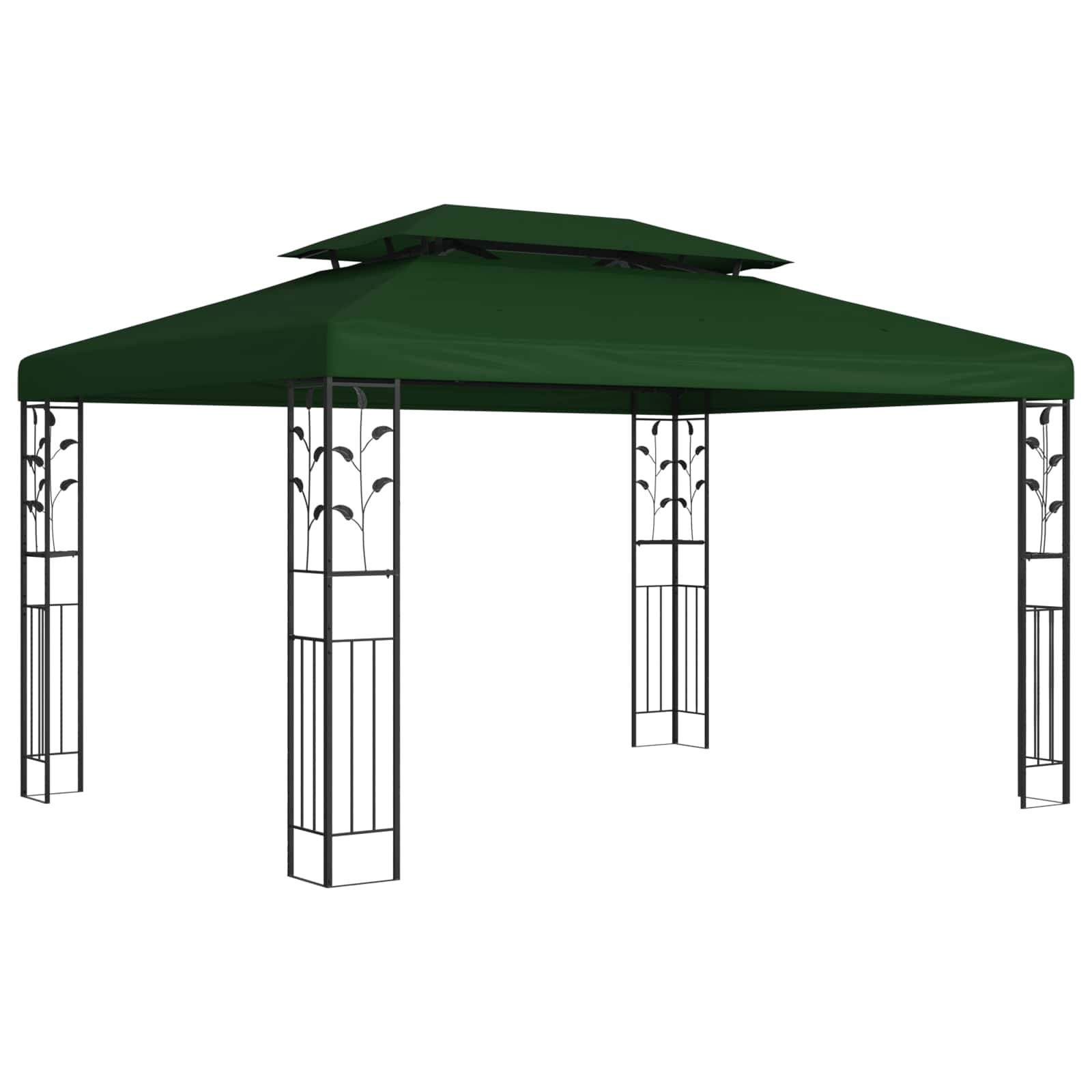 vidaXL Gazebo 3.97 x 2.96 x 2.68 m Green Polyester and Steel 1