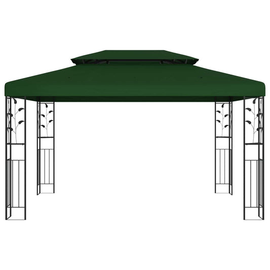 vidaXL Gazebo 3.97 x 2.96 x 2.68 m Green Polyester and Steel 2