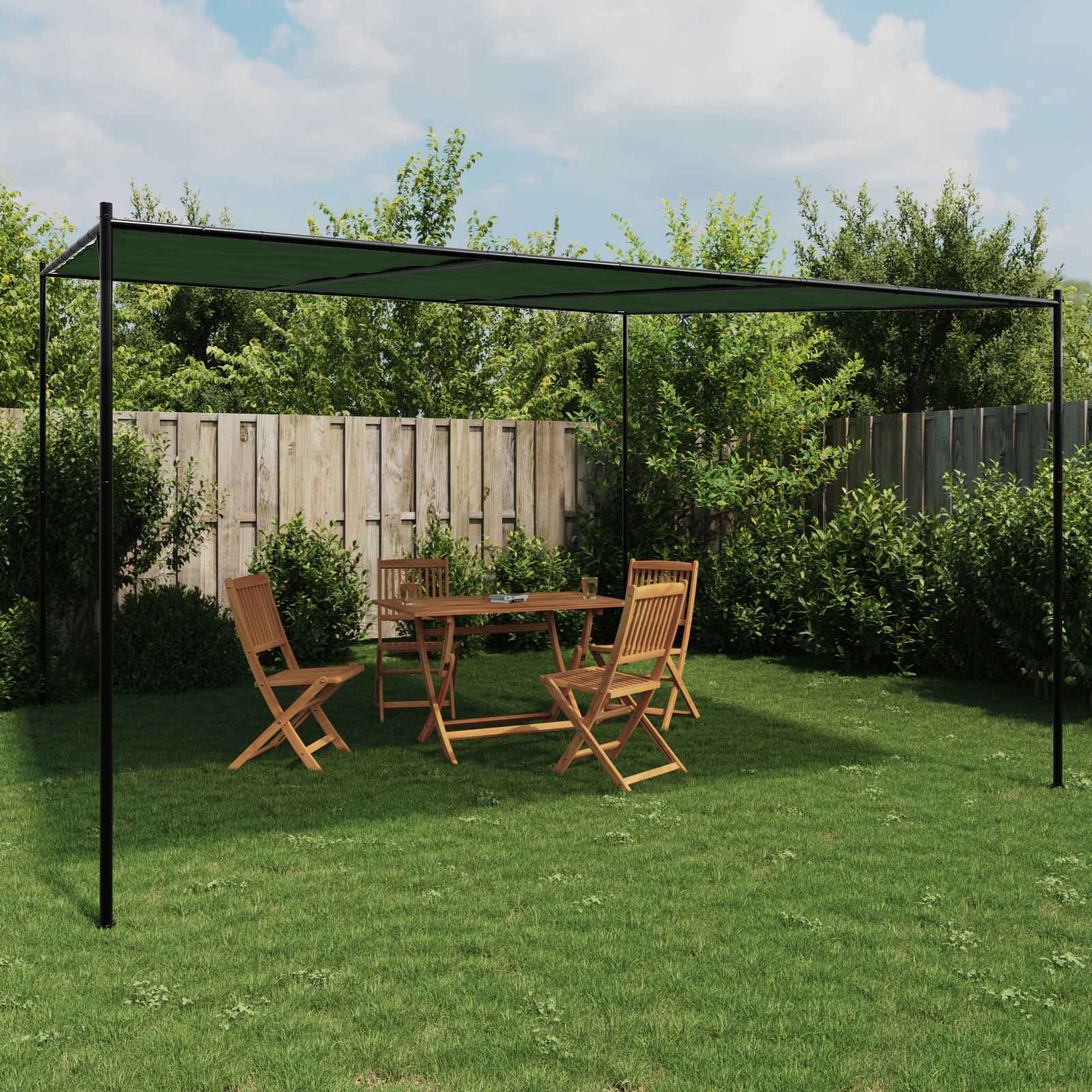 vidaXL Gazebo 4 x 3.98 x 2.67 m Green Polyester and Steel 1