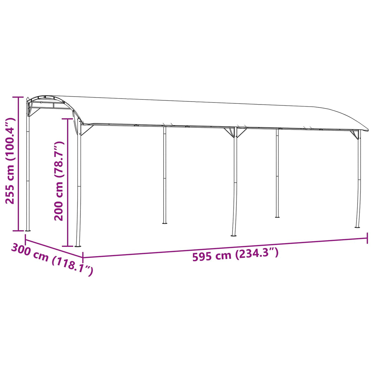 vidaXL Gazebo 6 x 3 x 2.55 m Green Powder-Coated Steel and Fabric 6