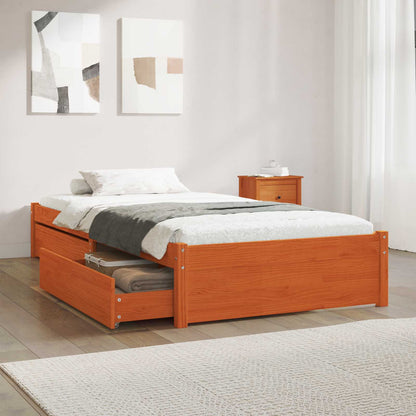 Bed Frame without Mattress with Drawers Wax brown 90 cm 200 cm