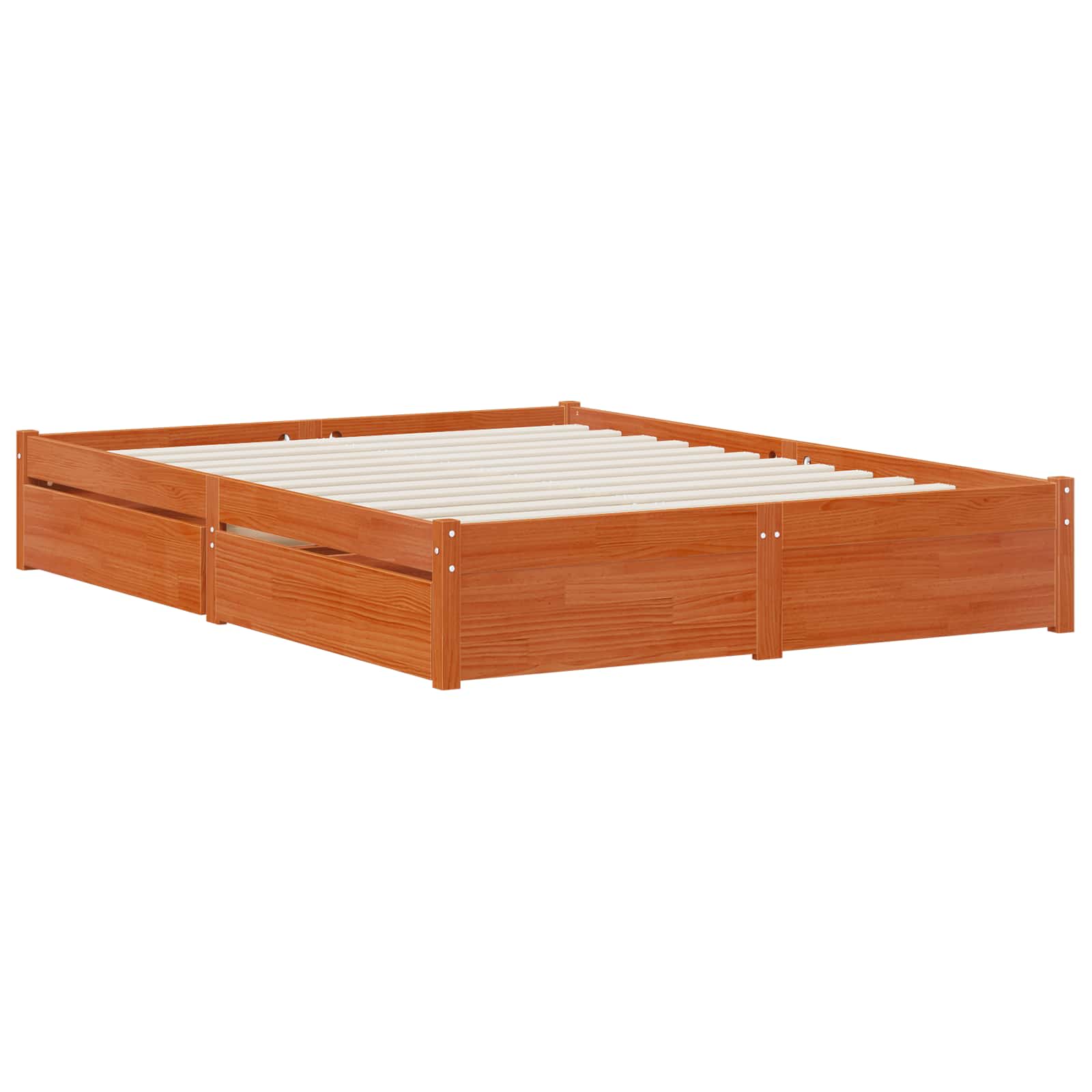 vidaXL Bed Frame with Drawer with Wheel 2 pcs Solid Pine Wood 3