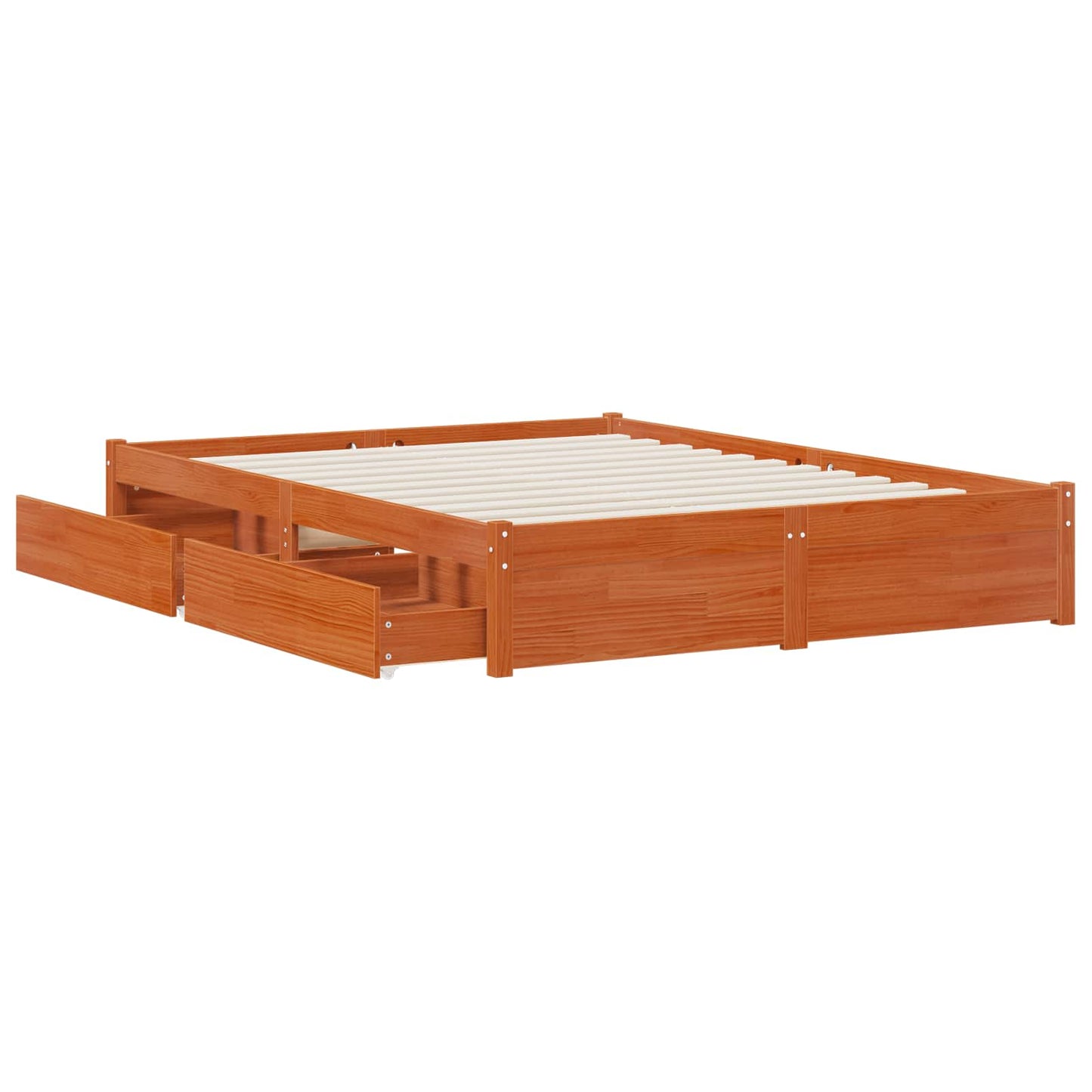 vidaXL Bed Frame with Drawer with Wheel 2 pcs Solid Pine Wood 4
