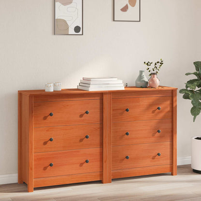 vidaXL Sideboard 2 pcs Wax Brown 140 x 35 x 80 cm Solid Pine Wood 1