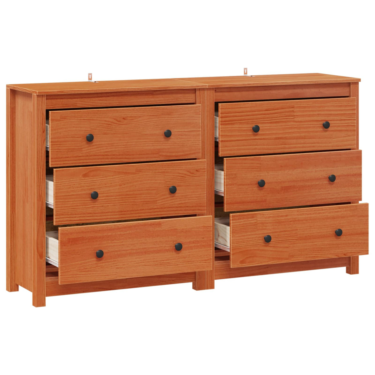 vidaXL Sideboard 2 pcs Wax Brown 140 x 35 x 80 cm Solid Pine Wood 5