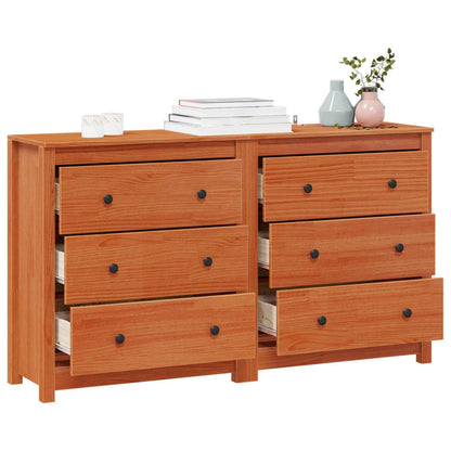 vidaXL Sideboard 2 pcs Wax Brown 140 x 35 x 80 cm Solid Pine Wood 3