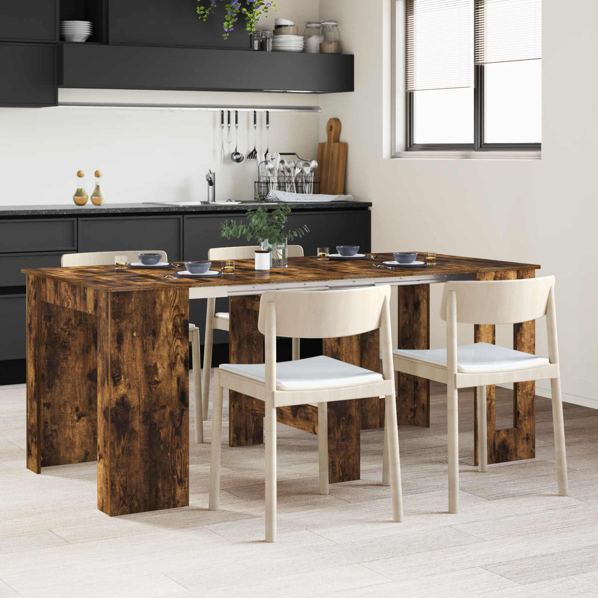 Dinning Table 180 x 85 x 75 cm Engineered Wood Smoked oak