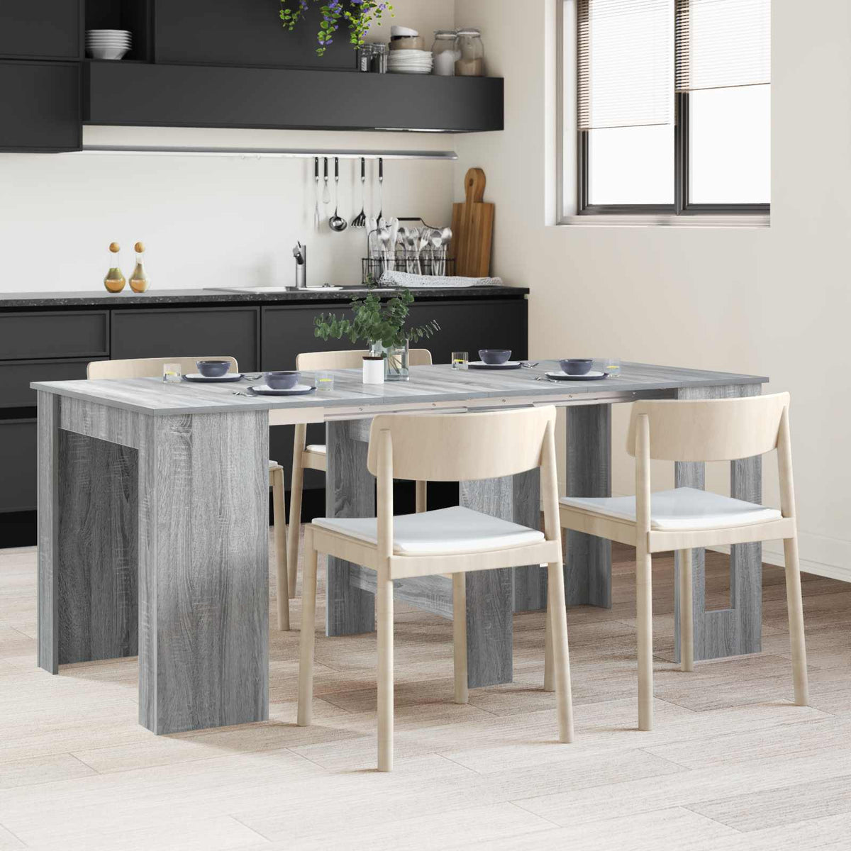 Dinning Table 180 x 85 x 75 cm Engineered Wood Grey Sonoma
