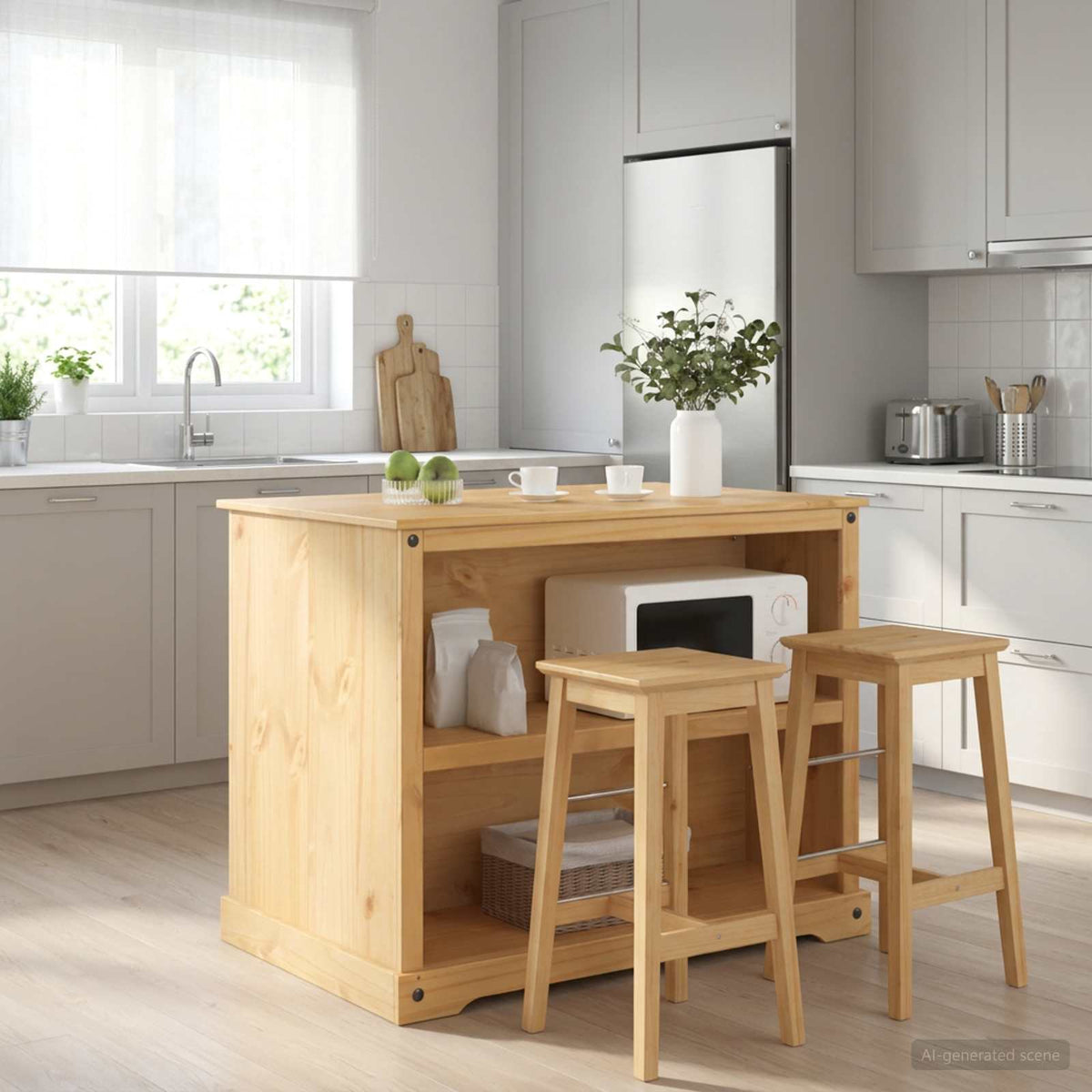 Kitchen Island Set 112 x 77 x 91.5 cm Honey wax
