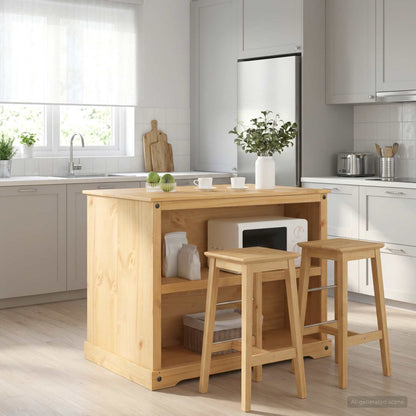 Kitchen Island Set 112 x 77 x 91.5 cm Honey wax