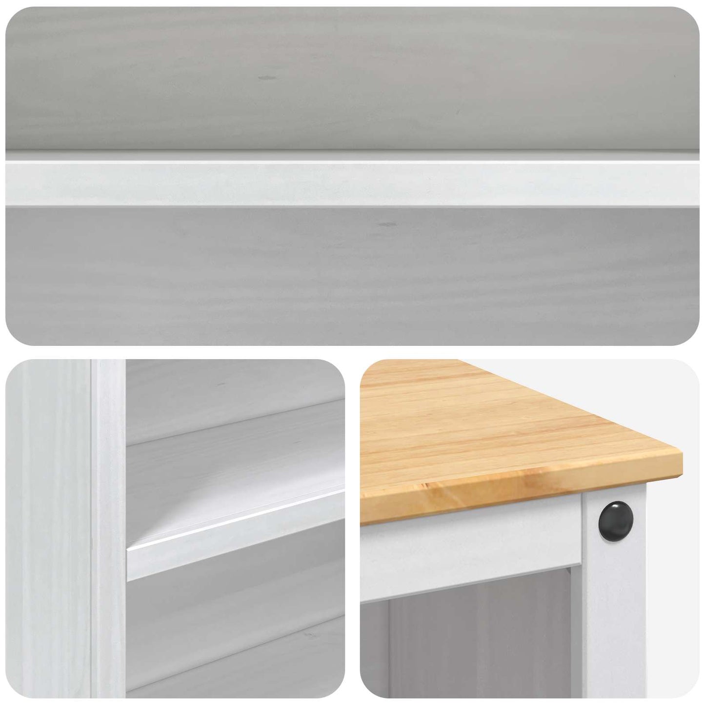 vidaXL Kitchen Island Set 2 pcs White and Honey Wax 112 x 77 x 91.5 cm 5
