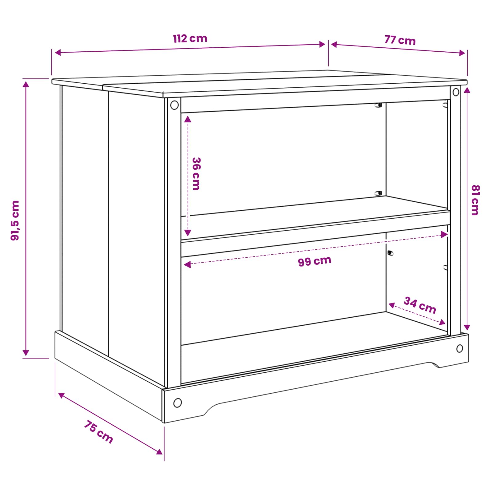 vidaXL Kitchen Island Set 2 pcs White and Honey Wax 112 x 77 x 91.5 cm 6