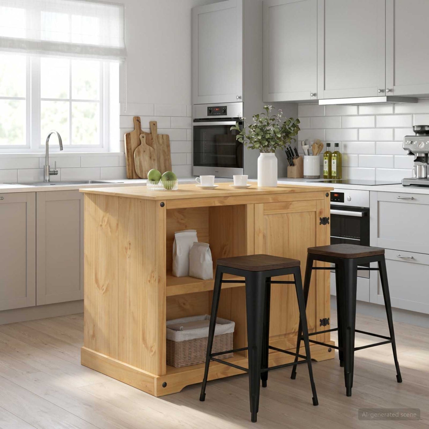 vidaXL Kitchen Island Set 2 pcs Honey Wax 112 x 77 x 91.5 cm 1
