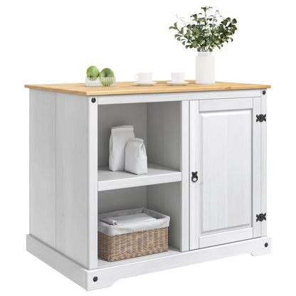 vidaXL Kitchen Island Set 2 pcs White and Honey Wax 112 x 77 x 91.5 cm 3