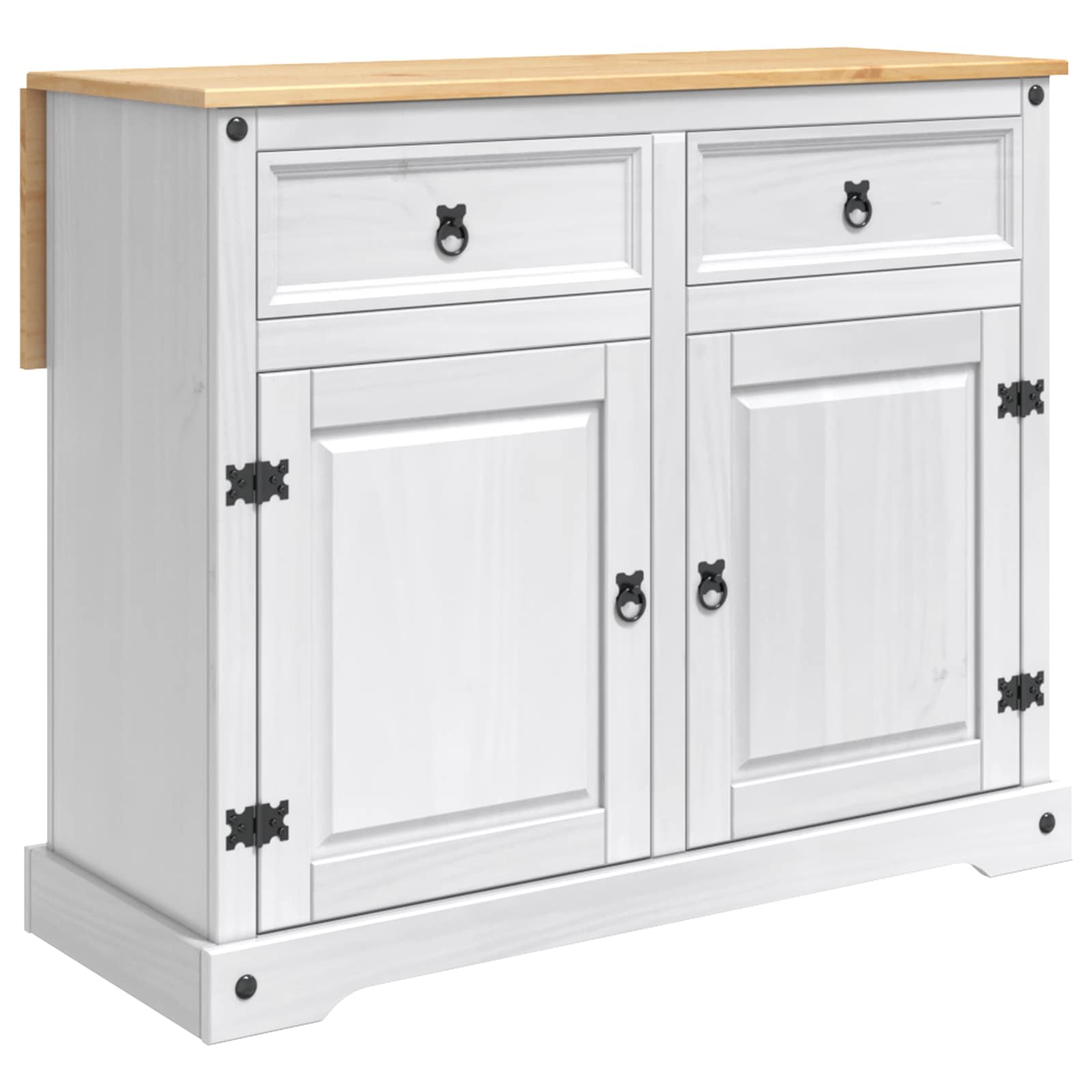vidaXL Kitchen Island Set 2 pcs White and Honey Wax 112 x 70 x 91.5 cm 2