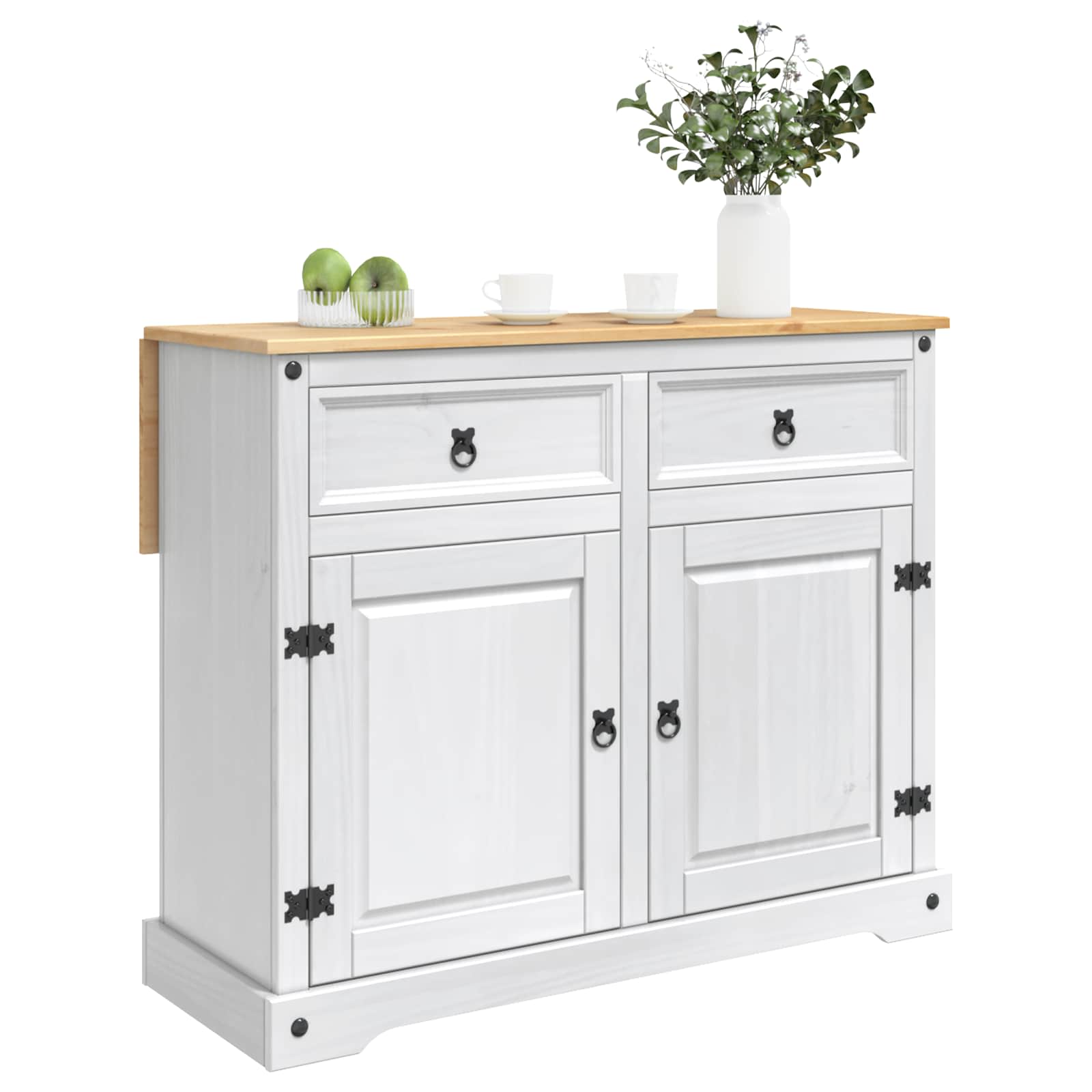 vidaXL Kitchen Island Set 2 pcs White and Honey Wax 112 x 70 x 91.5 cm 3