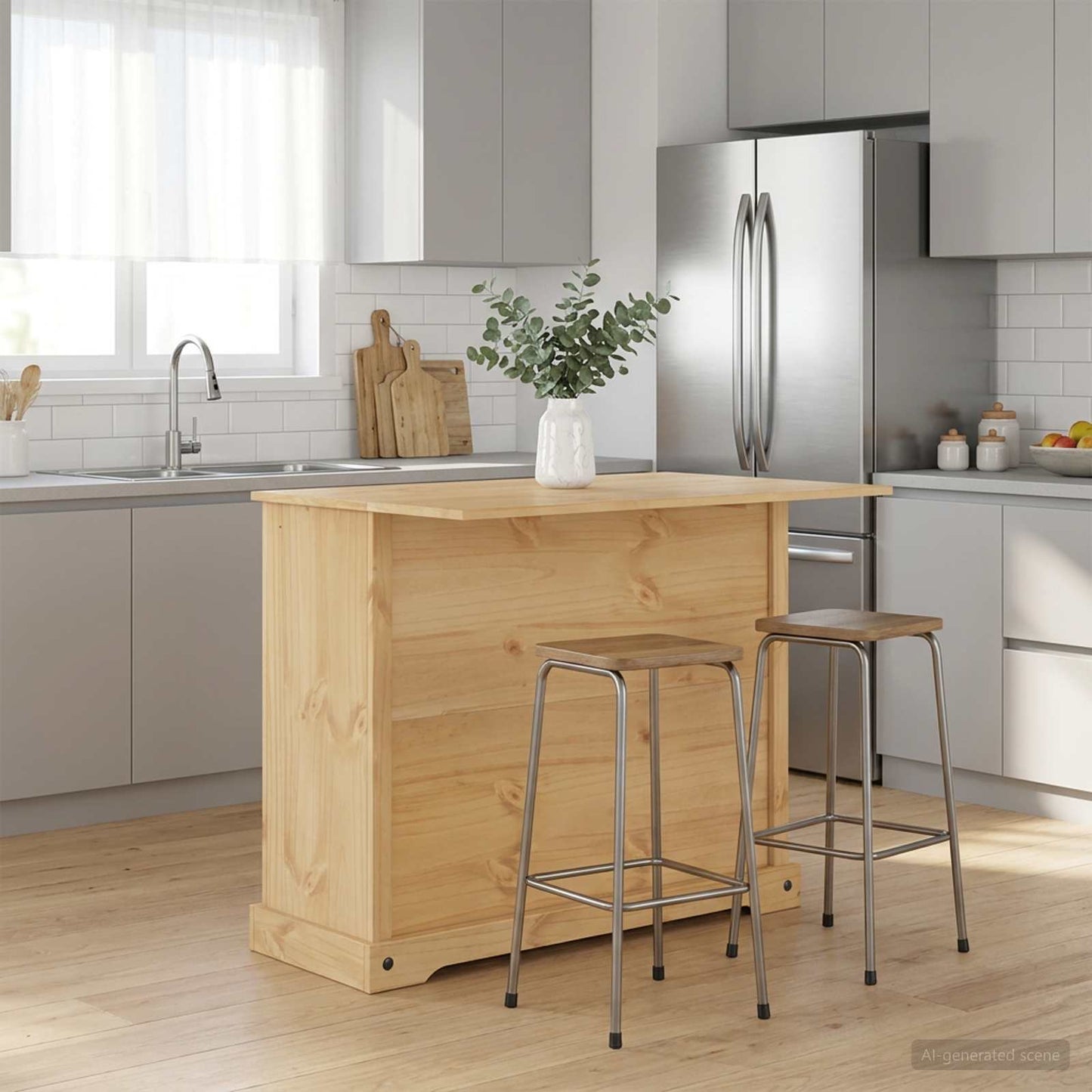 vidaXL Kitchen Island Set 2 pcs Honey Wax 112 x 70 x 91.5 cm 1