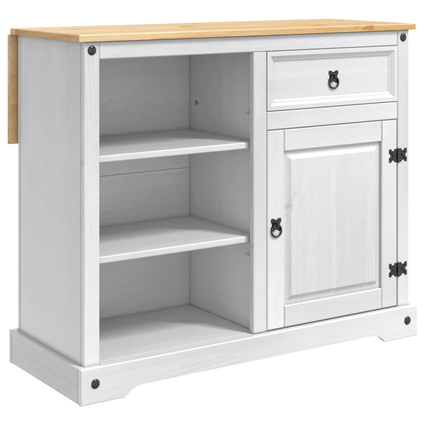 vidaXL Kitchen Island Set 2 pcs White and Honey Wax 112 x 70 x 91.5 cm 2