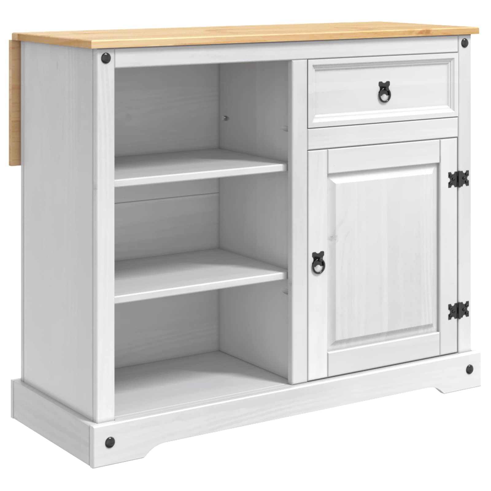 vidaXL Kitchen Island Set 2 pcs White and Honey Wax 112 x 70 x 91.5 cm 2