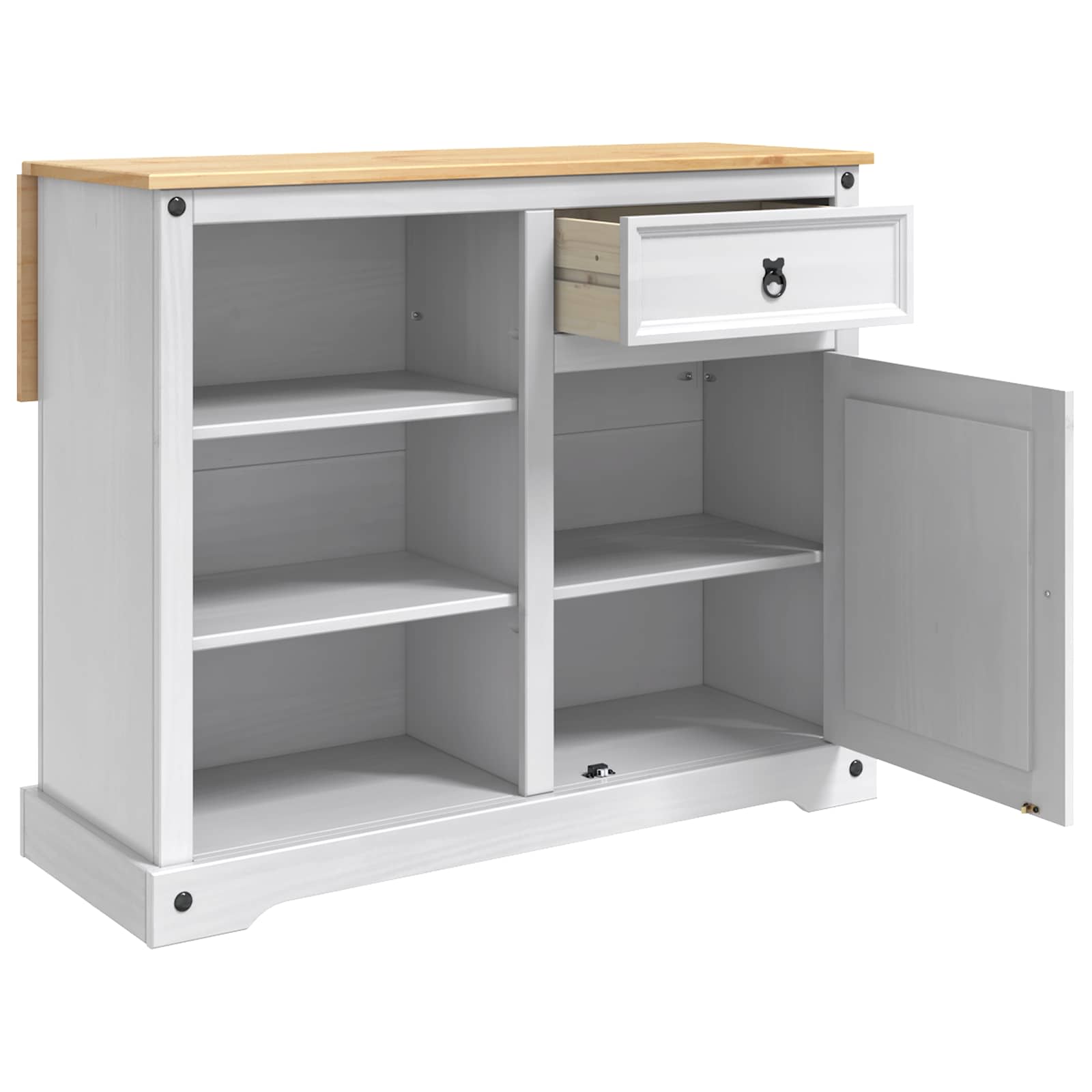 vidaXL Kitchen Island Set 2 pcs White and Honey Wax 112 x 70 x 91.5 cm 4