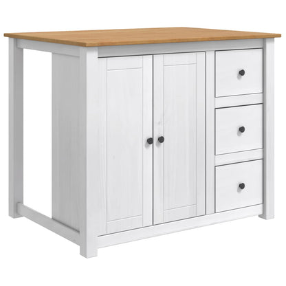 vidaXL Kitchen Island Set PANAMA White and Honey Wax 112 x 77 x 90 cm 2