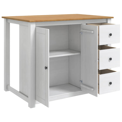 vidaXL Kitchen Island Set PANAMA White and Honey Wax 112 x 77 x 90 cm 4