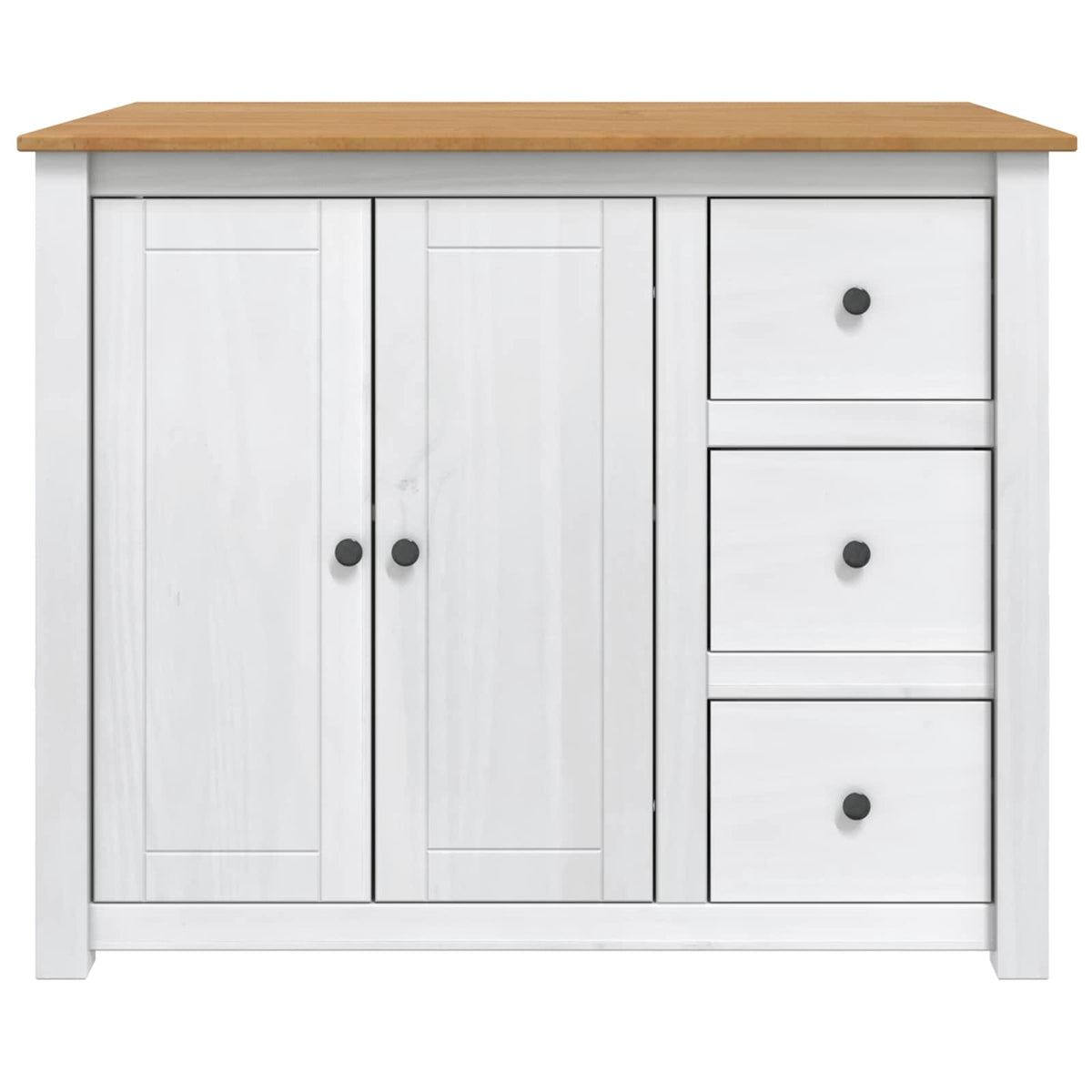 vidaXL Kitchen Island Set PANAMA White and Honey Wax 112 x 77 x 90 cm 5