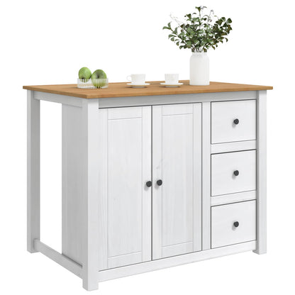 vidaXL Kitchen Island Set PANAMA White and Honey Wax 112 x 77 x 90 cm 3