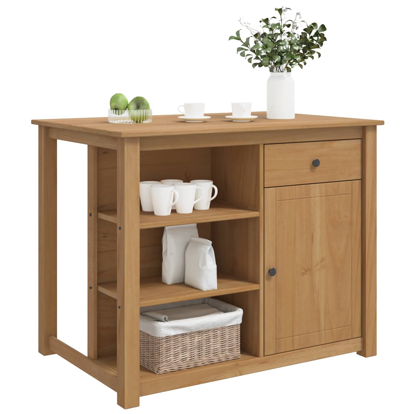 vidaXL Kitchen Island Set 2 pcs PANAMA Honey Wax 112 x 77 x 90 cm 3