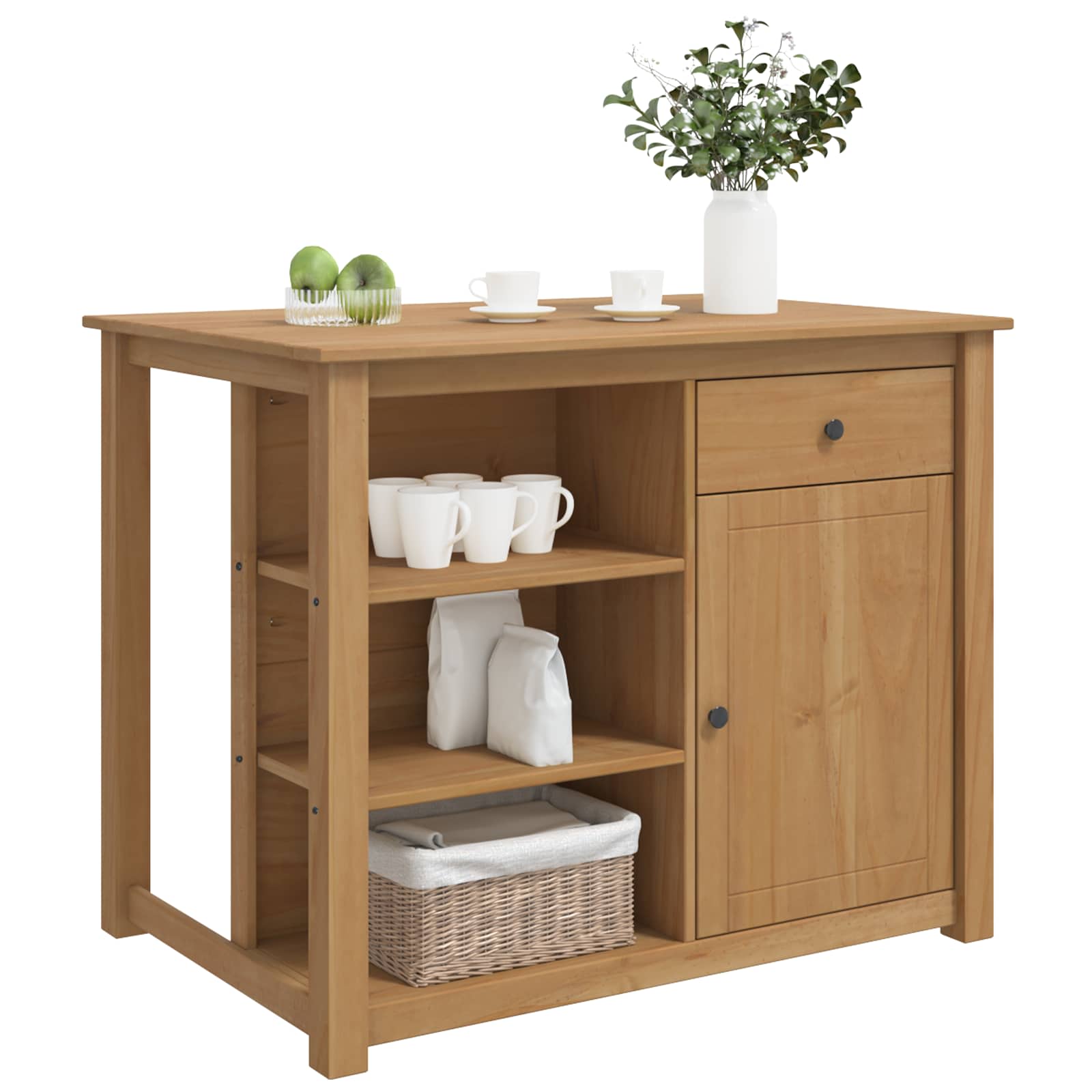 vidaXL Kitchen Island Set 2 pcs PANAMA Honey Wax 112 x 77 x 90 cm 3