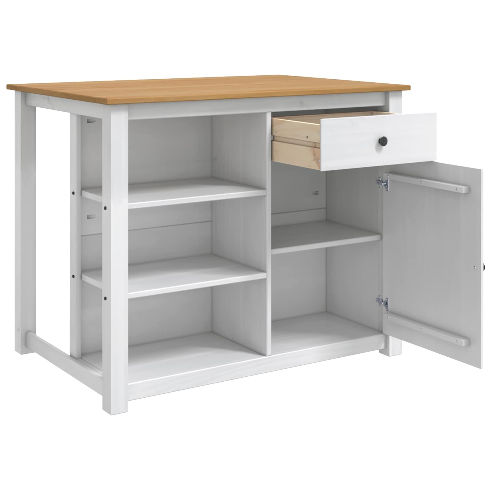 vidaXL Kitchen Island Set 2 pcs PANAMA White and Honey Wax Solid-Pine 4