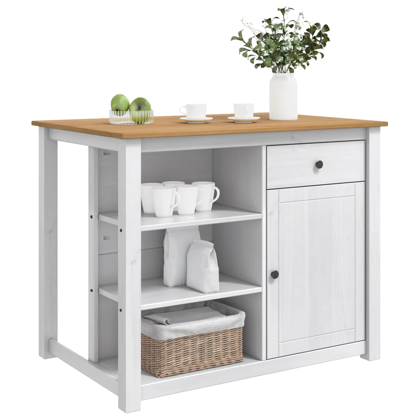 vidaXL Kitchen Island Set 2 pcs PANAMA White and Honey Wax Solid-Pine 3