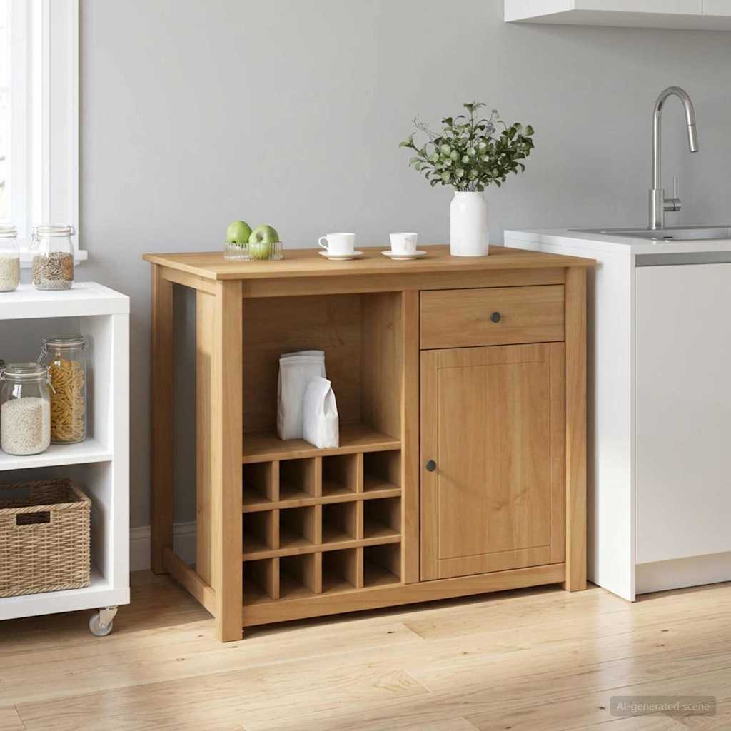 vidaXL Kitchen Island Set PANAMA Honey Wax 112 x 77 x 90 cm Solid-Pine 1