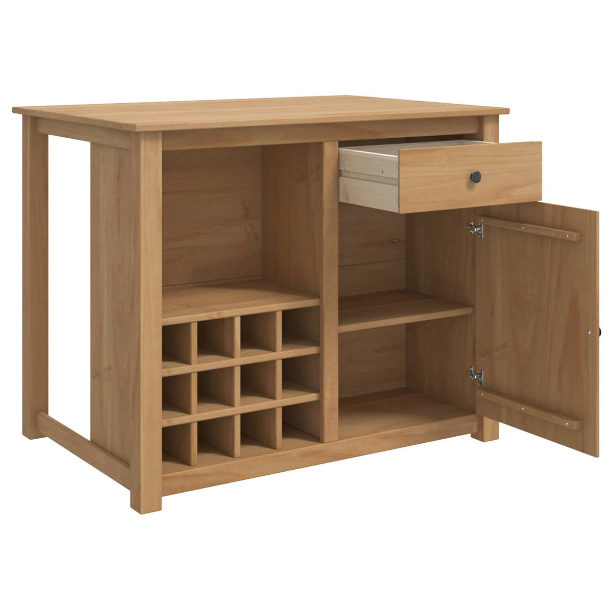 vidaXL Kitchen Island Set PANAMA Honey Wax 112 x 77 x 90 cm Solid-Pine 4