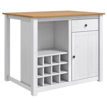 vidaXL Kitchen Island Set PANAMA White and Honey Wax 112 x 77 x 90 cm 2