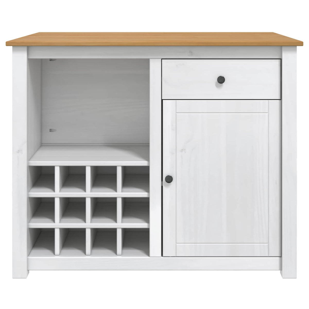 vidaXL Kitchen Island Set PANAMA White and Honey Wax 112 x 77 x 90 cm 5