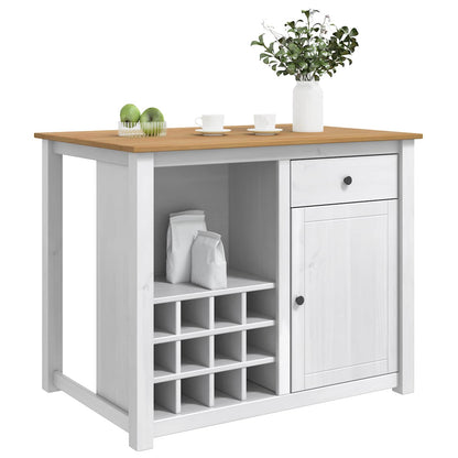 vidaXL Kitchen Island Set PANAMA White and Honey Wax 112 x 77 x 90 cm 3