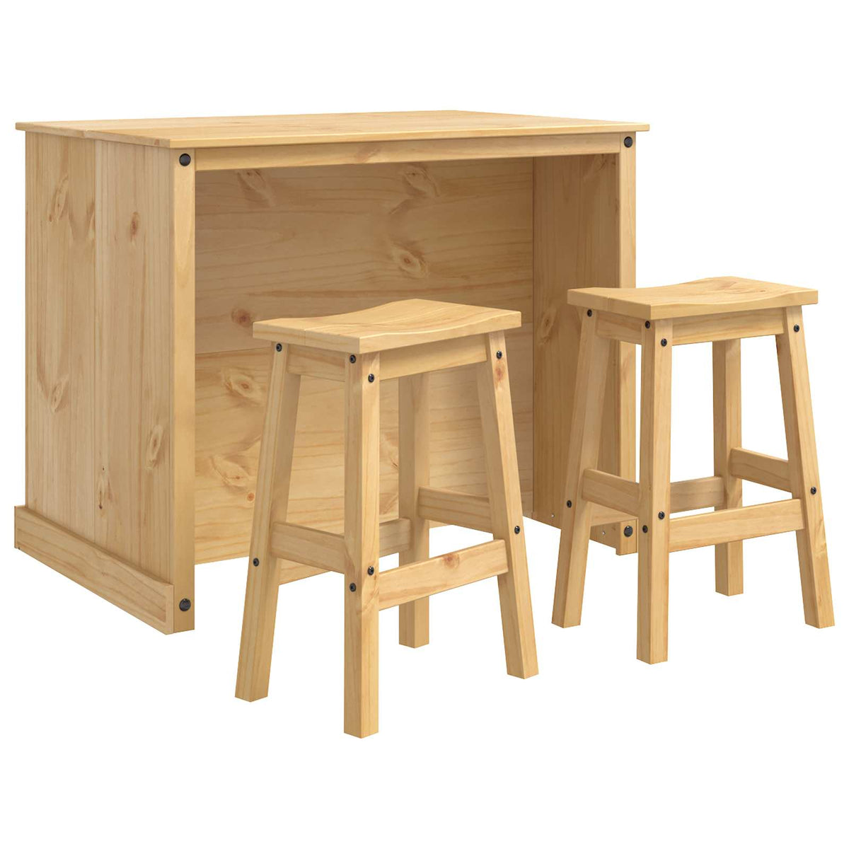 vidaXL Kitchen Island Set 3 pcs Honey Wax 112 x 77 x 91.5 cm 2
