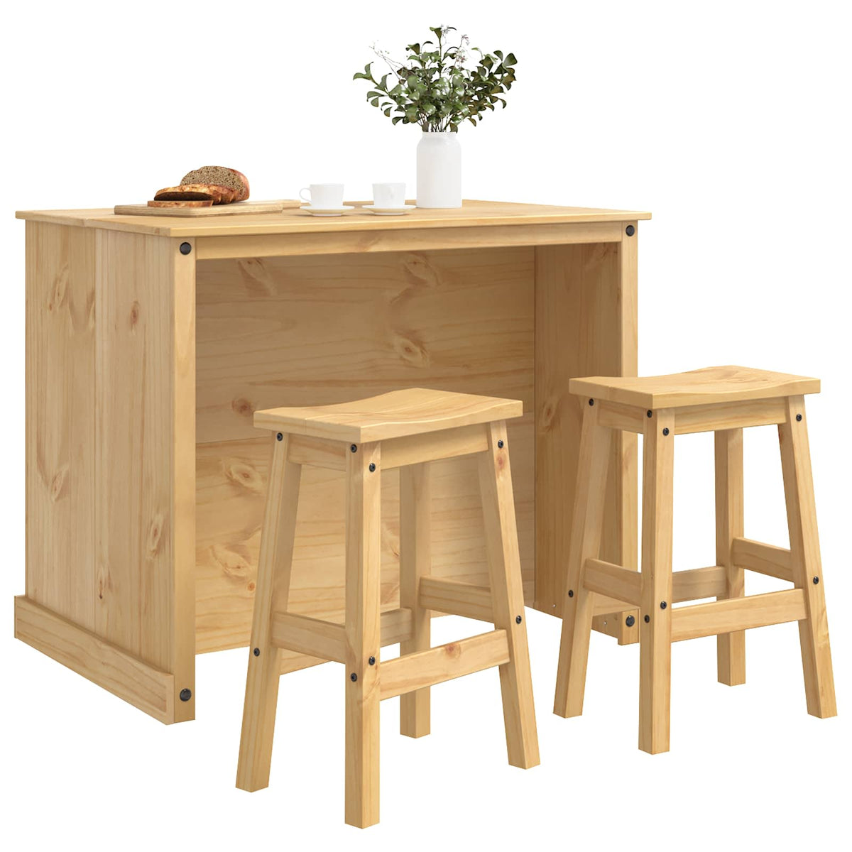 vidaXL Kitchen Island Set 3 pcs Honey Wax 112 x 77 x 91.5 cm 3