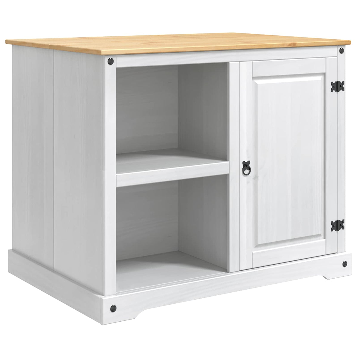 vidaXL Kitchen Island Set 3 pcs White and Honey Wax 112 x 77 x 91.5 cm 4