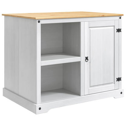 vidaXL Kitchen Island Set 3 pcs White and Honey Wax 112 x 77 x 91.5 cm 4