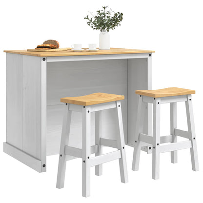vidaXL Kitchen Island Set 3 pcs White and Honey Wax 112 x 77 x 91.5 cm 3