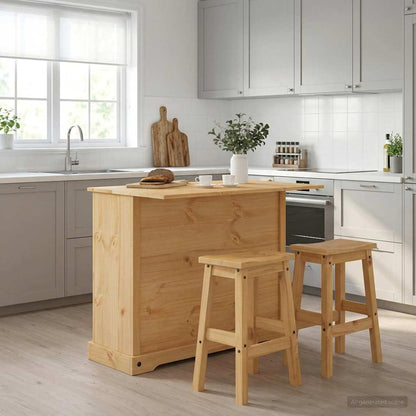 vidaXL Kitchen Island Set 3 pcs CORONA Honey Wax 112 x 70 x 91.5 cm 1