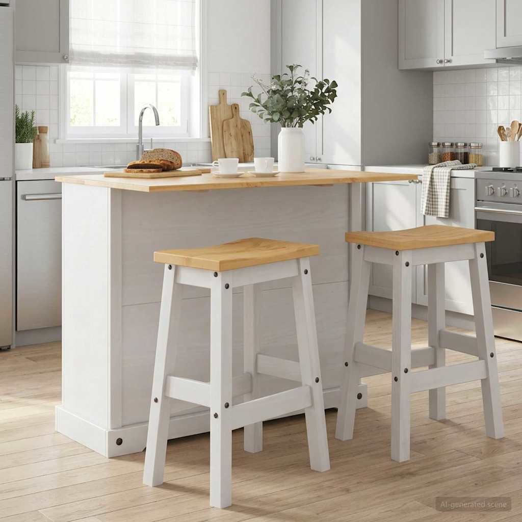 vidaXL Kitchen Island Set 3 pcs CORONA White and Honey Wax 1
